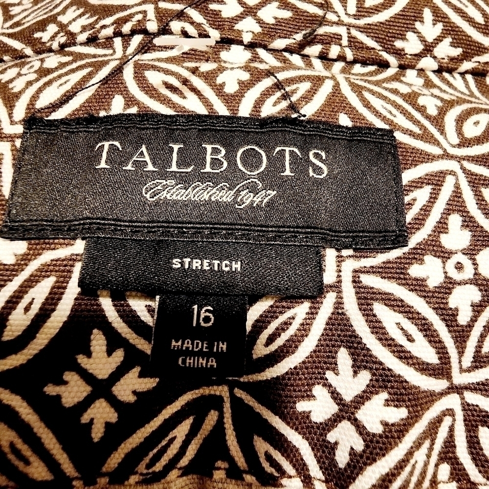 Talbots Brown Off White Single Button Blazer Stre… - image 7